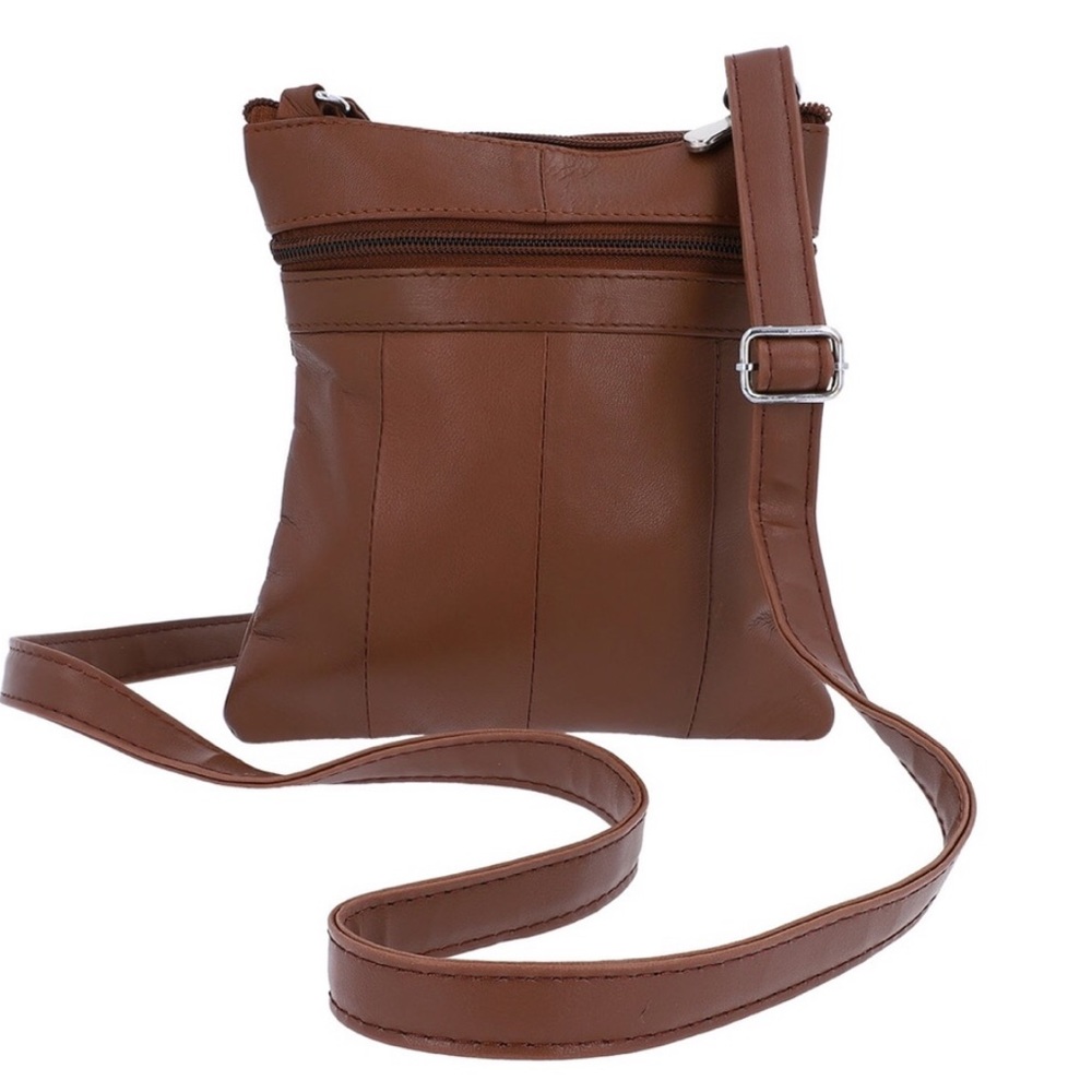 NEWAGE Crossbody Leather Sling Bag Brown - Picture 2 of 6